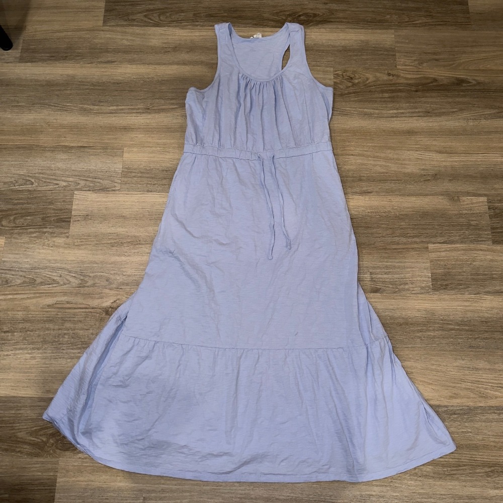 Pact Organic Cotton Maxi Dress Light Blue Sleeveless Racerback XL